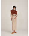 Linen Touch Triacetate Cocoon Skirt - beige