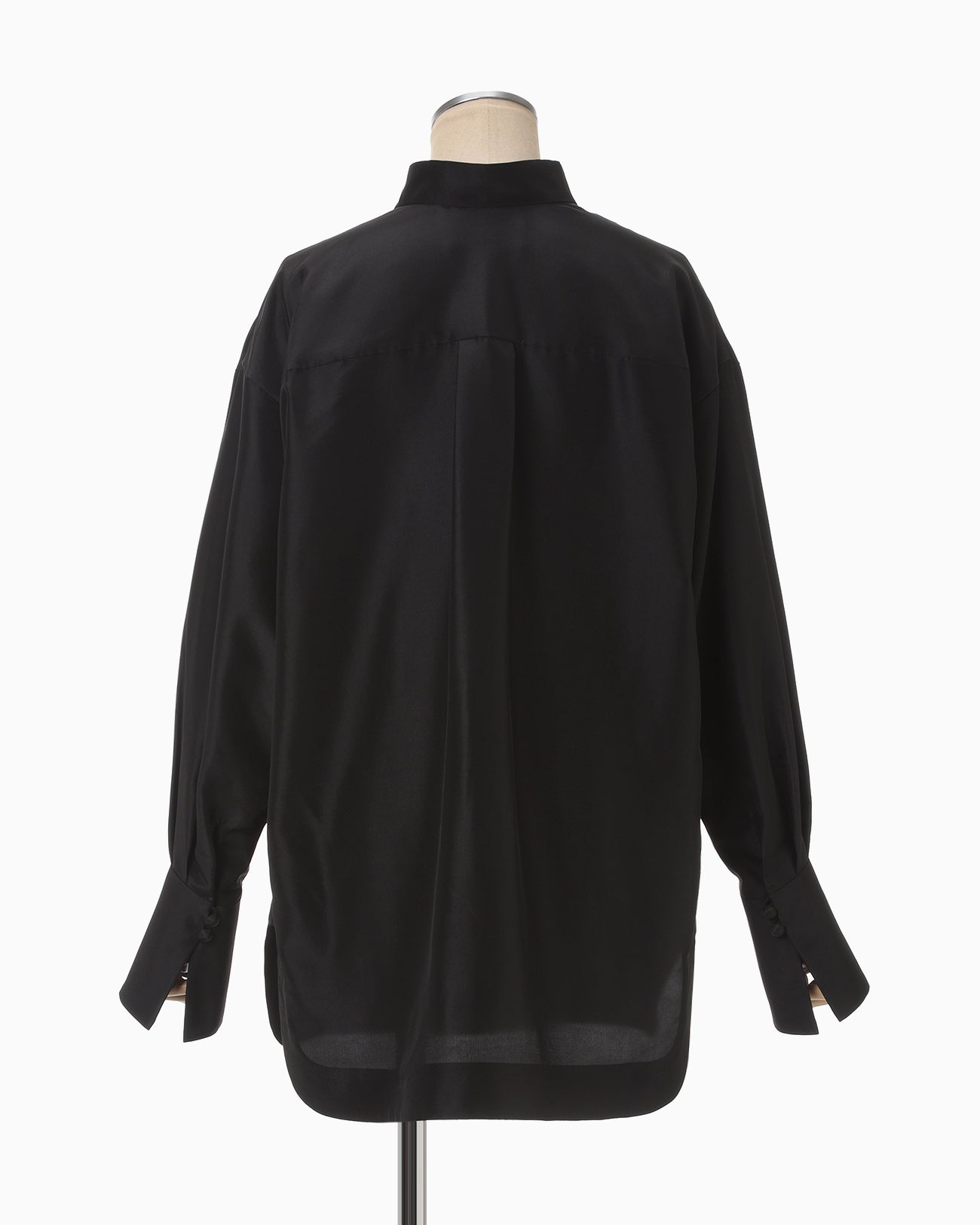 Basic Silk Multi-Buttoned Blouse - black