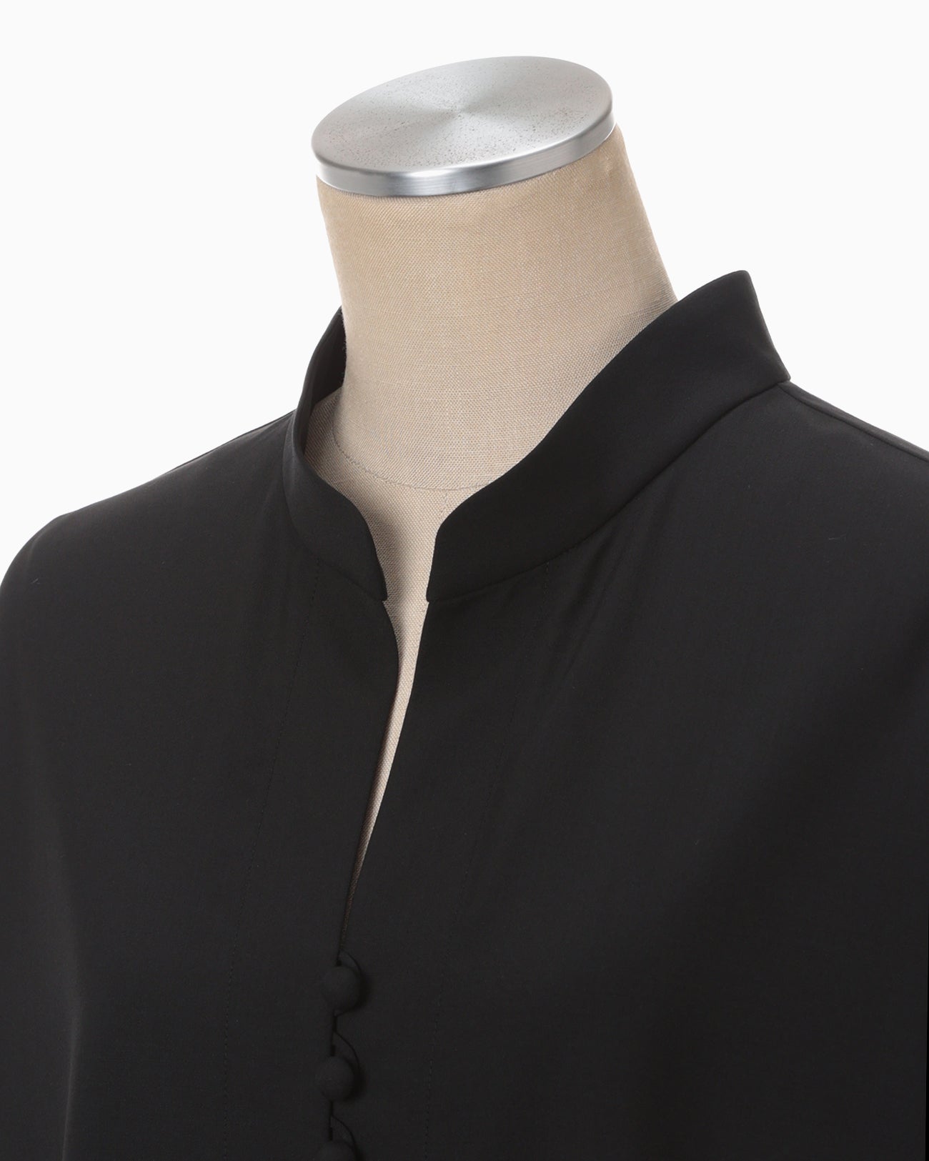 Basic Wool Multi-Buttoned Blouse - black