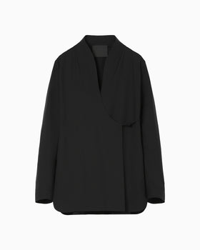 Basic Wool Double-Breasted Lightweight Jacket - black