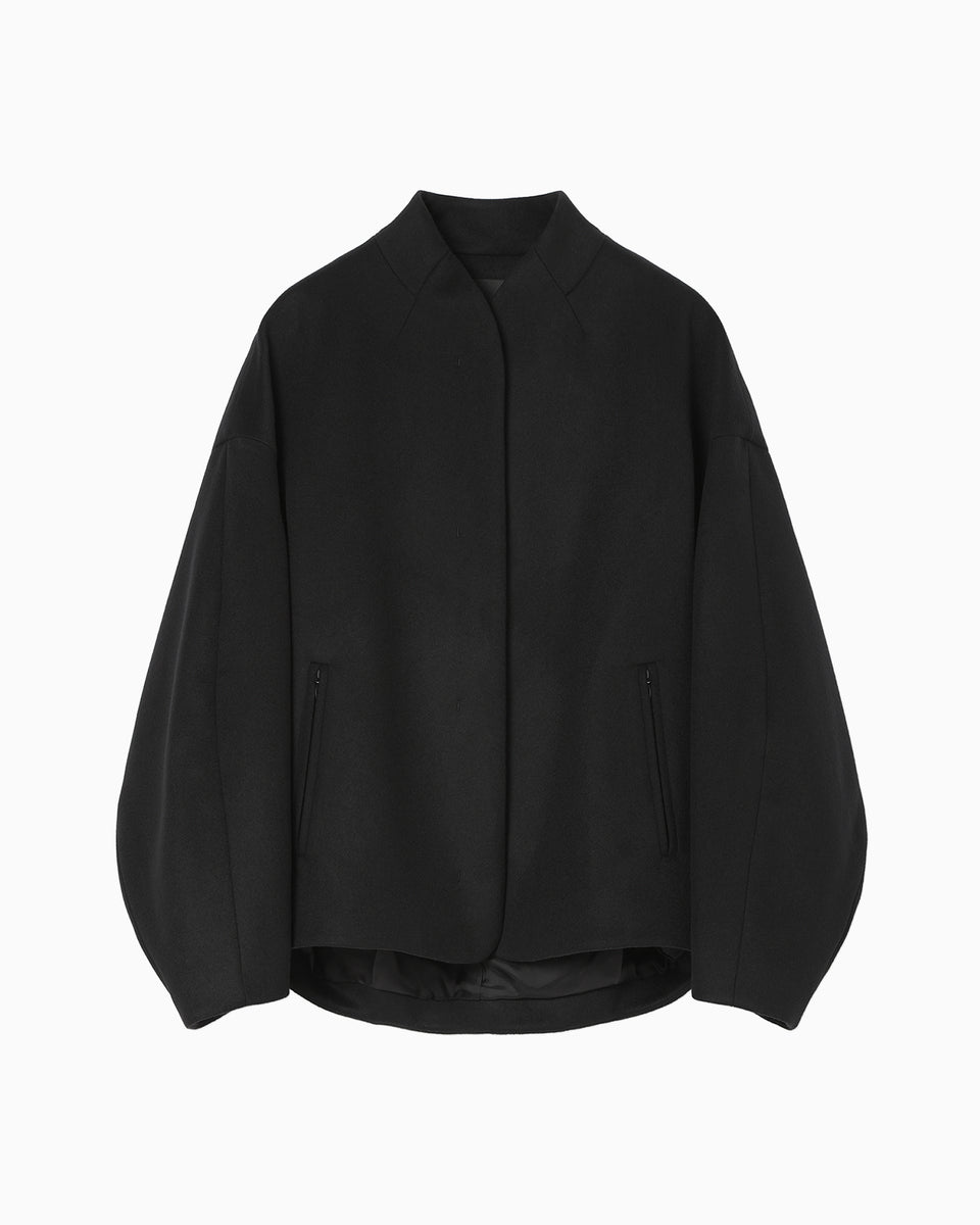 Wool Short Length Coat - black - Mame Kurogouchi