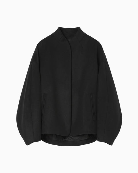 Wool Short Length Coat - black