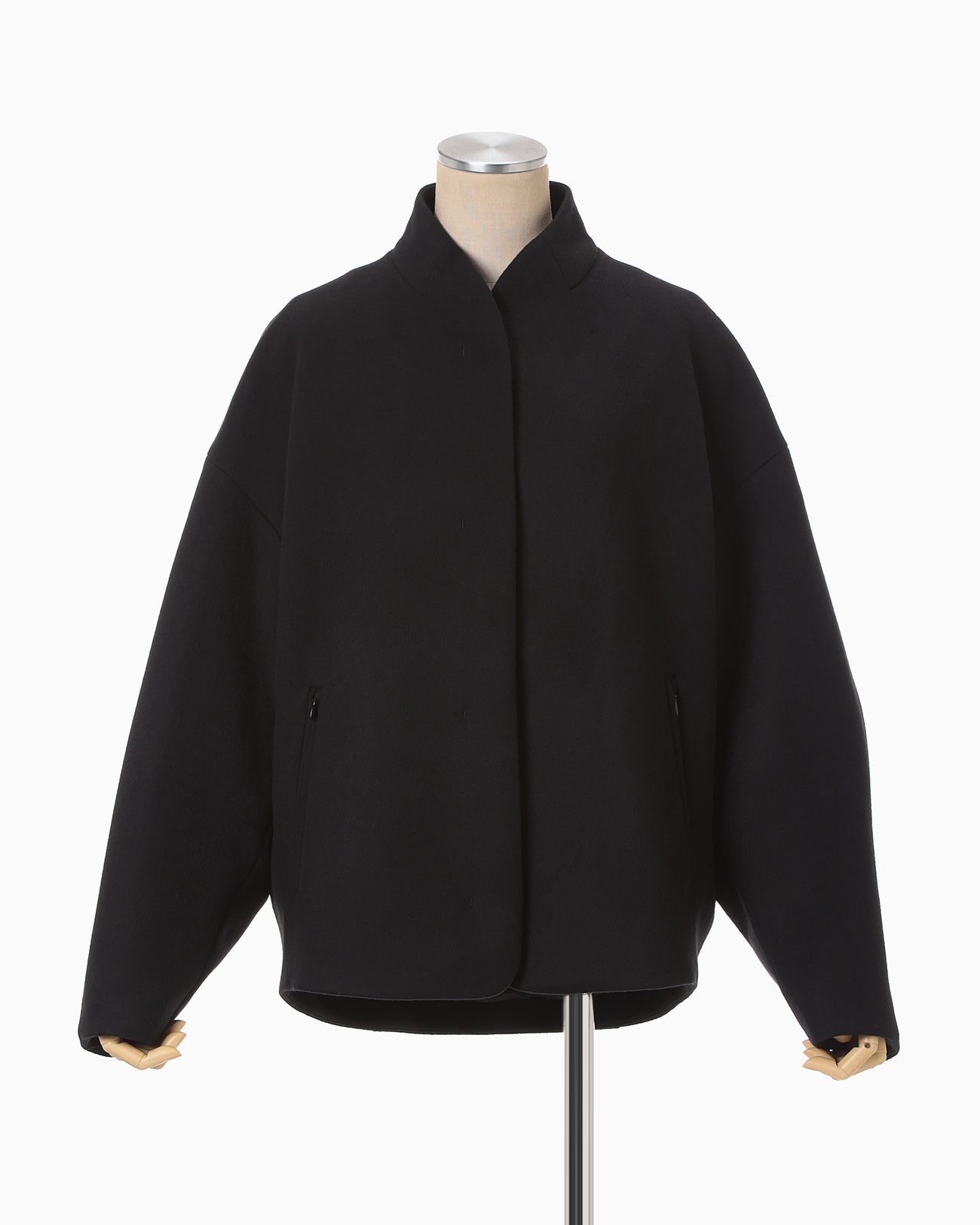 Wool Short Length Coat - black - Mame Kurogouchi