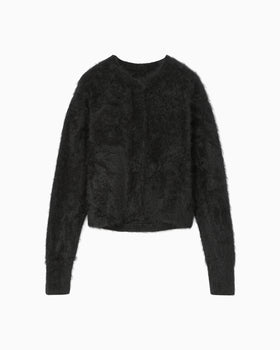 Cashmere Fur Knitted Cardigan - black