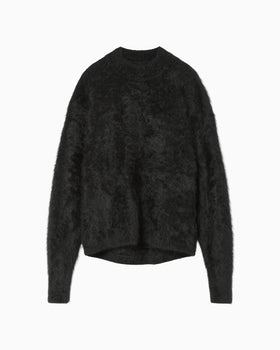 Cashmere Fur Knitted Top - black