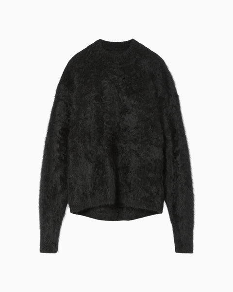 Cashmere Fur Knitted Top - black