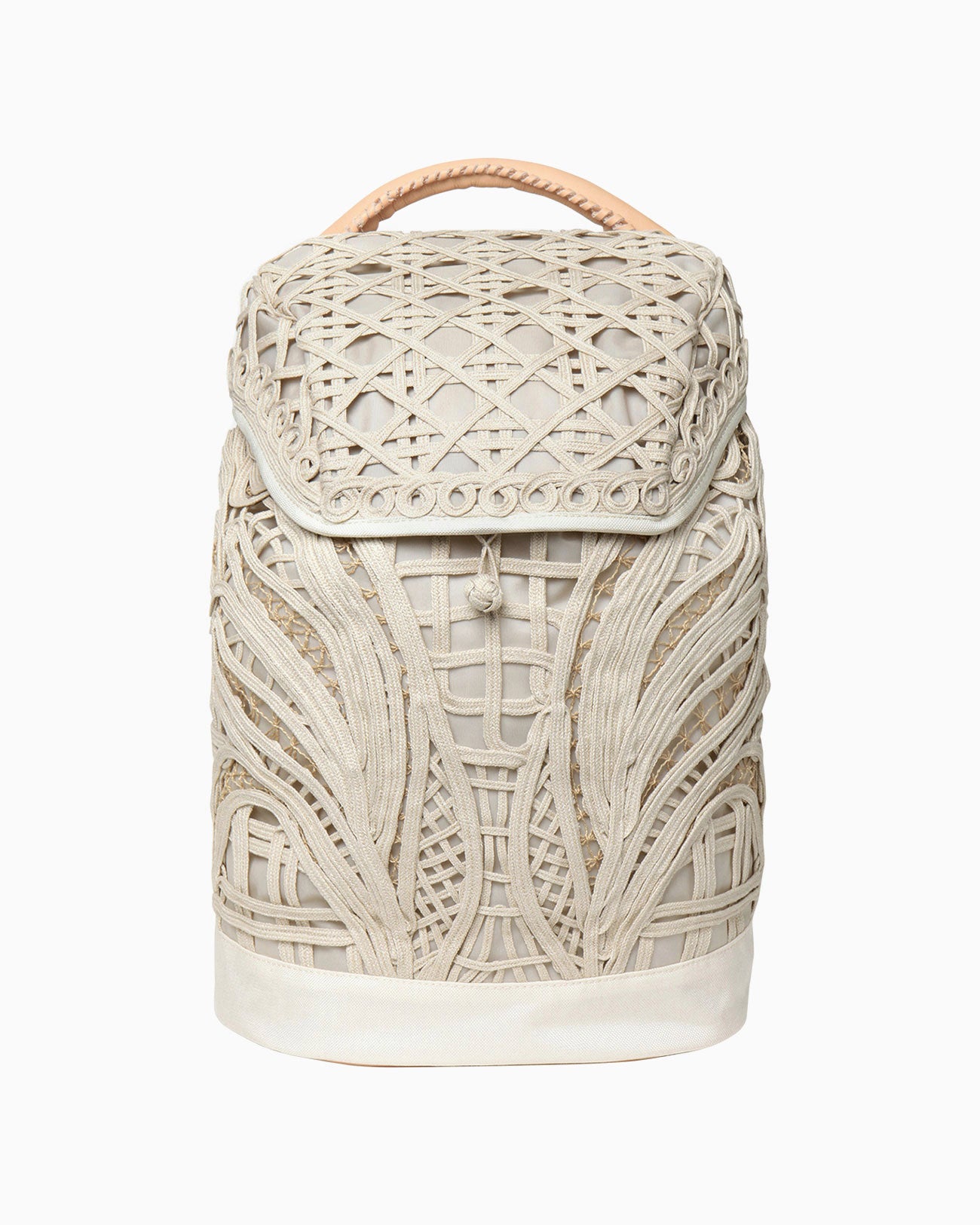 Cording Embroidery Backpack - beige