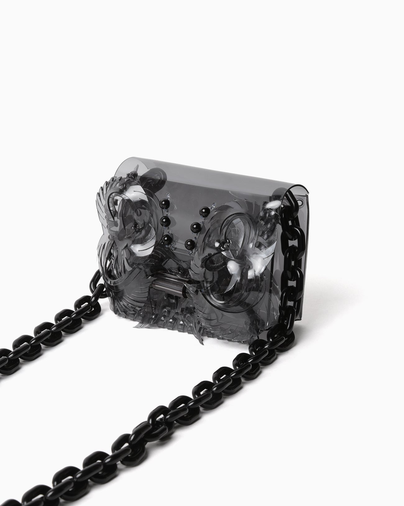 Transparent Sculptural Micro Chain Bag - black