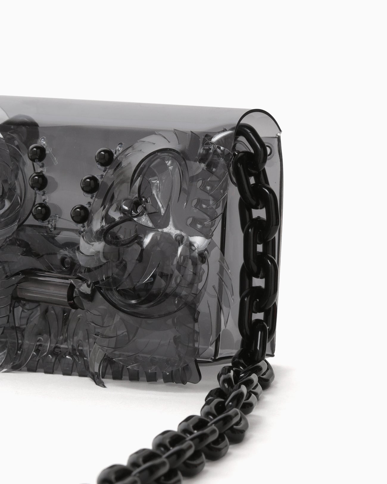 Transparent Sculptural Micro Chain Bag - black