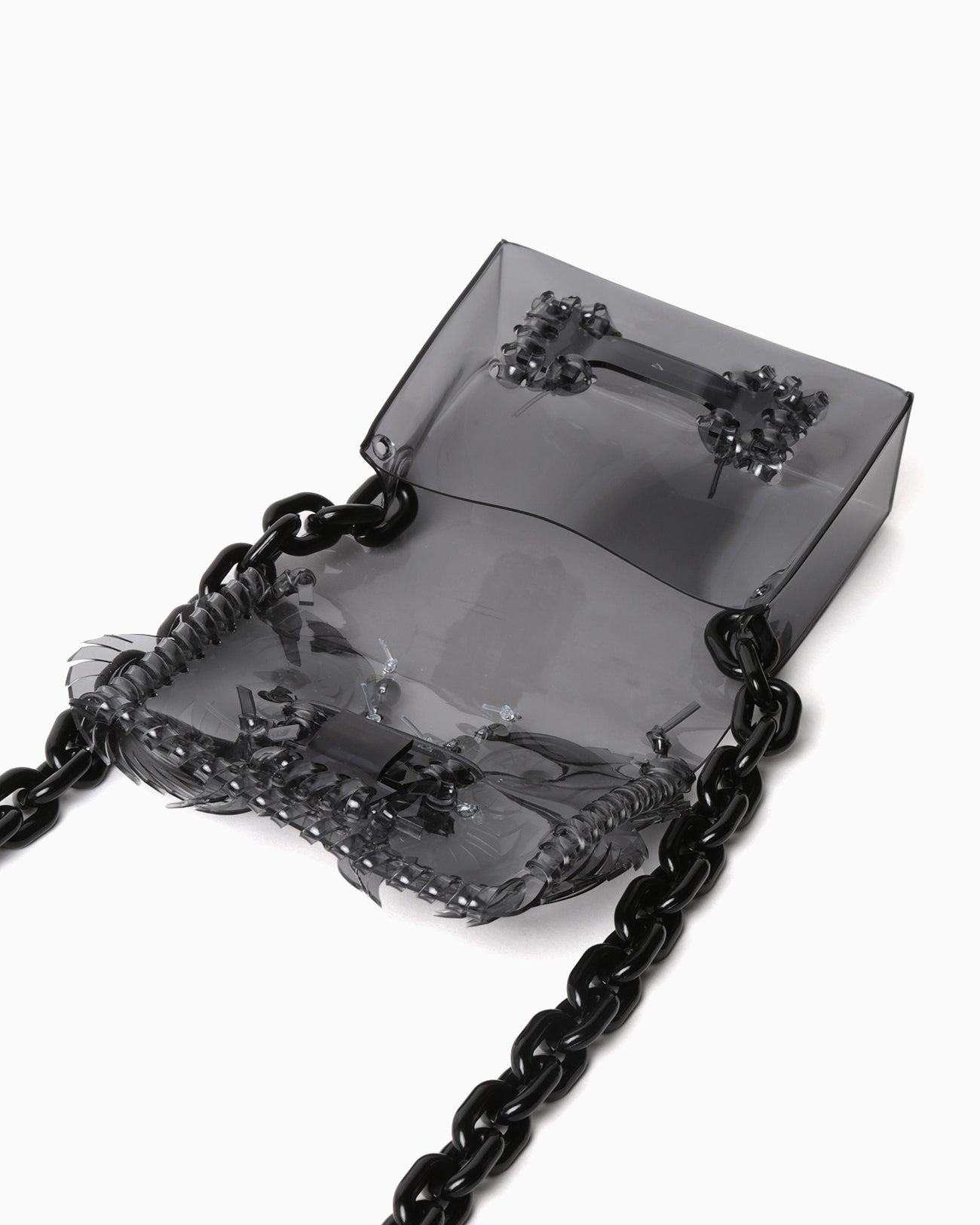 Transparent Sculptural Micro Chain Bag - black