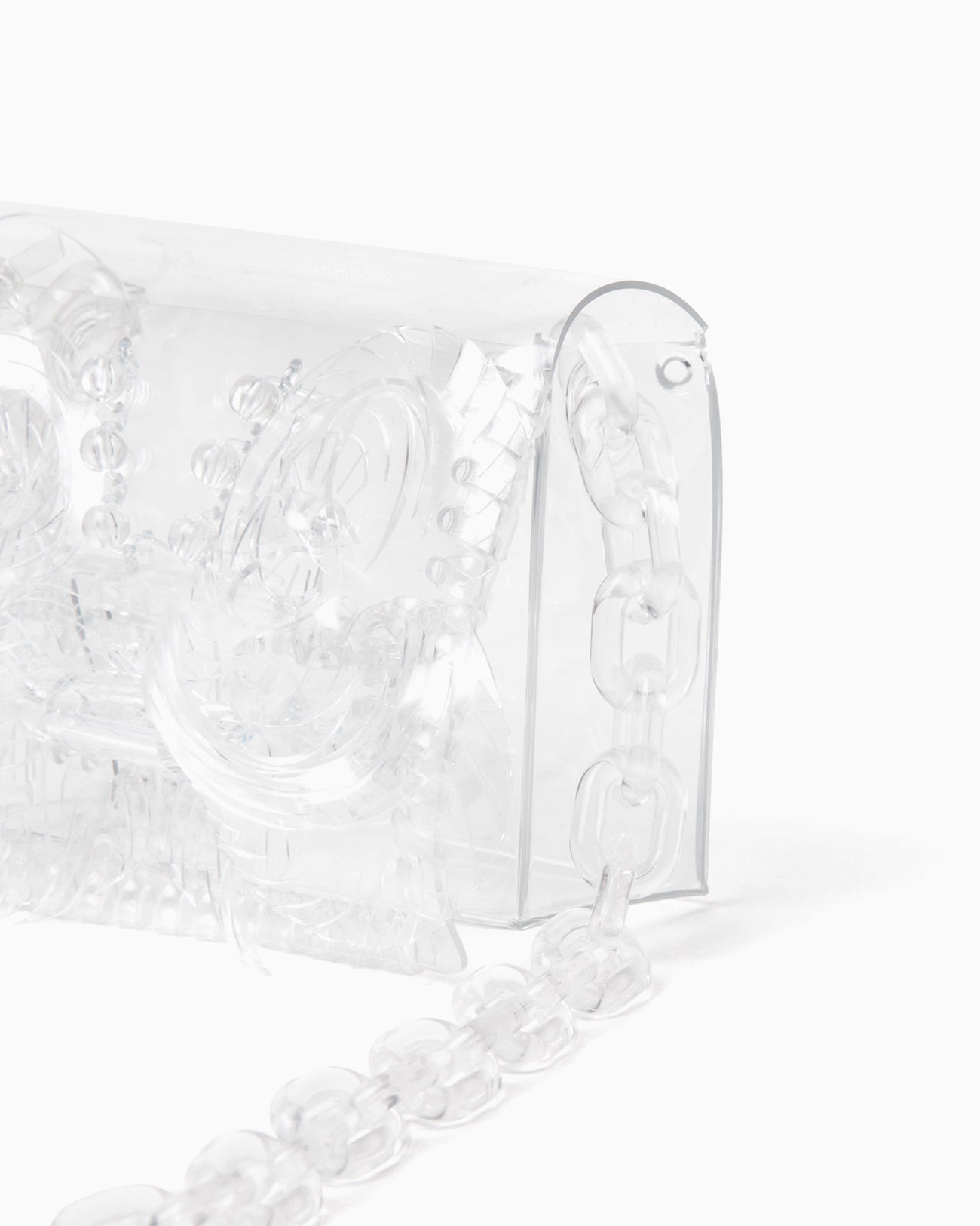 Transparent Sculptural Micro Chain Bag - clear