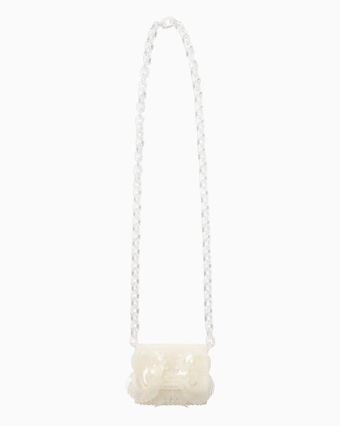 Transparent Sculptural Micro Chain Bag - white