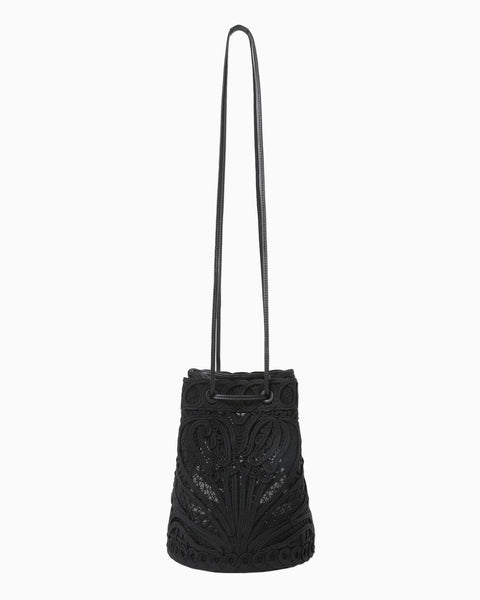 Cording Embroidery Bucket Bag - black