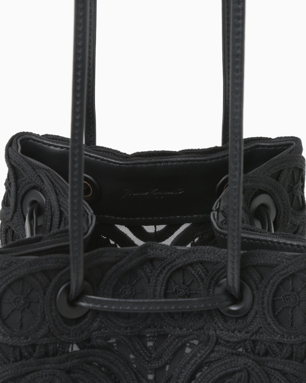 Cording Embroidery Bucket Bag - black