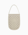 Cording Embroidery Round Tote Bag - beige