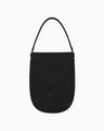 Cording Embroidery Round Tote Bag - black