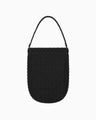 Cording Embroidery Round Tote Bag - black