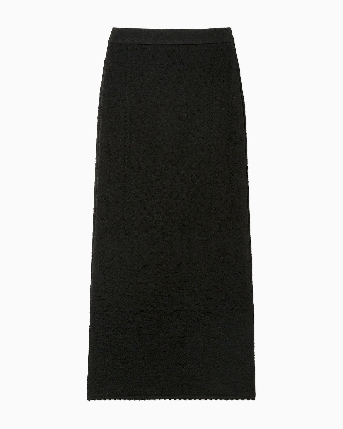 Floral Jacquard Knitted I-Line Skirt - black