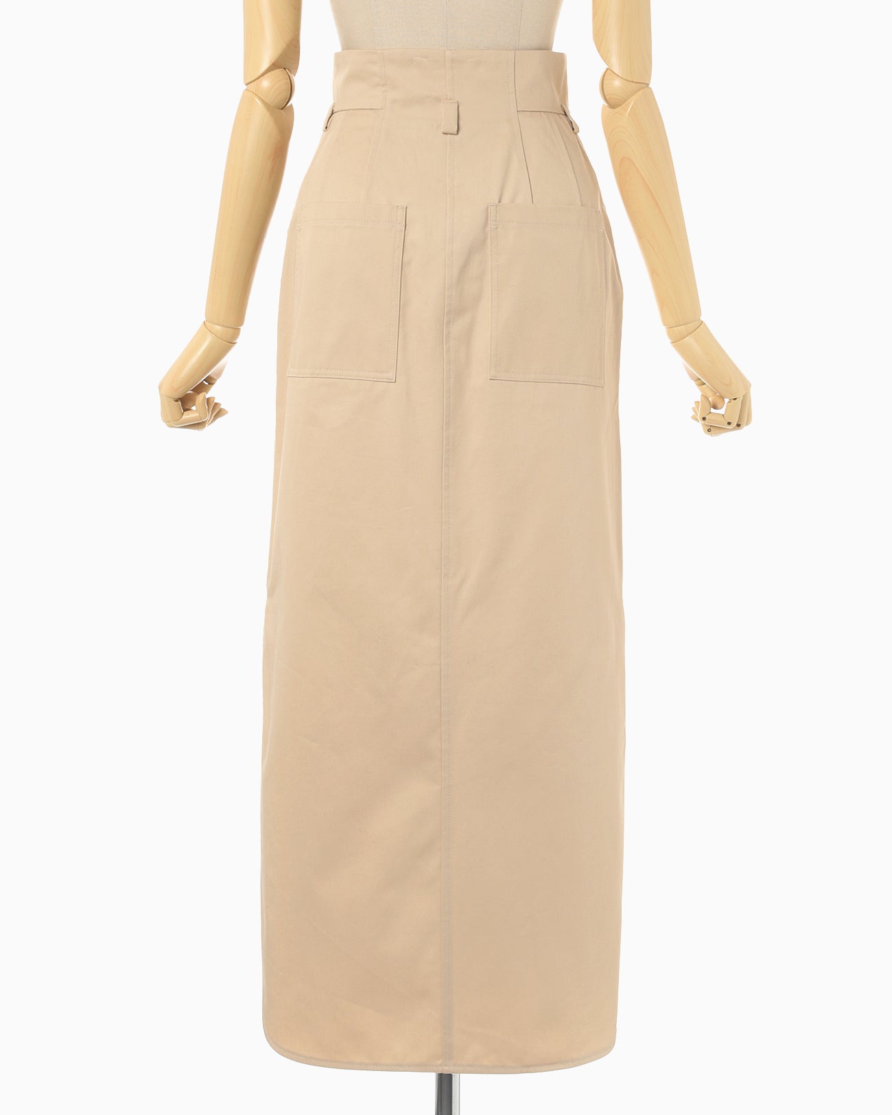 Cotton Chino Side Slit Skirt - beige