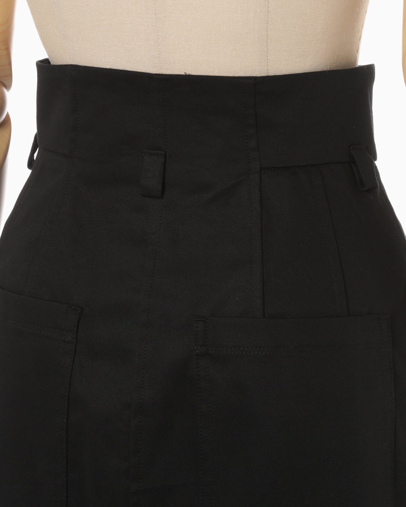 Cotton Chino Side Slit Skirt - black