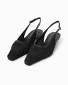 Cording Embroidery Sling Back Heels - black
