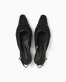 Cording Embroidery Sling Back Heels - black