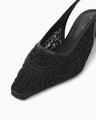 Cording Embroidery Sling Back Heels - black