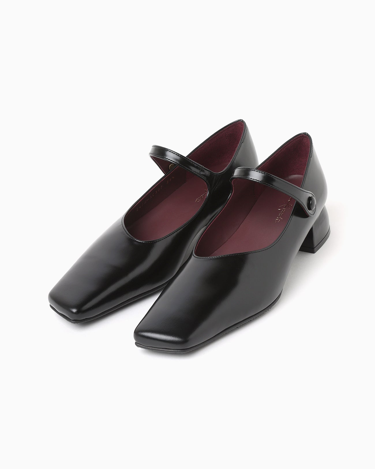 Square Toe In-Step Strap Heels - black