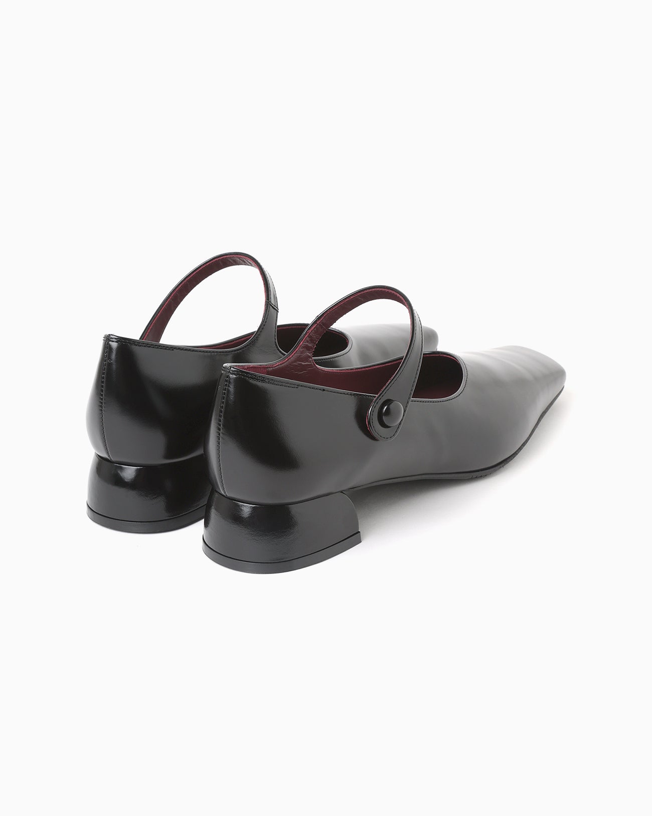 Square Toe In-Step Strap Heels - black