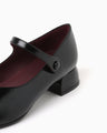 Square Toe In-Step Strap Heels - black