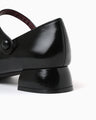 Square Toe In-Step Strap Heels - black