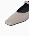 Square Toe In-Step Strap Heels - grey