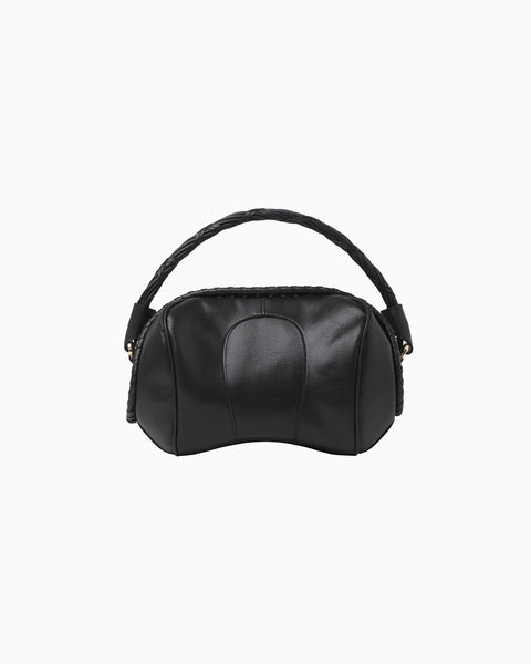 Synthetic Leather Boston Bag - black