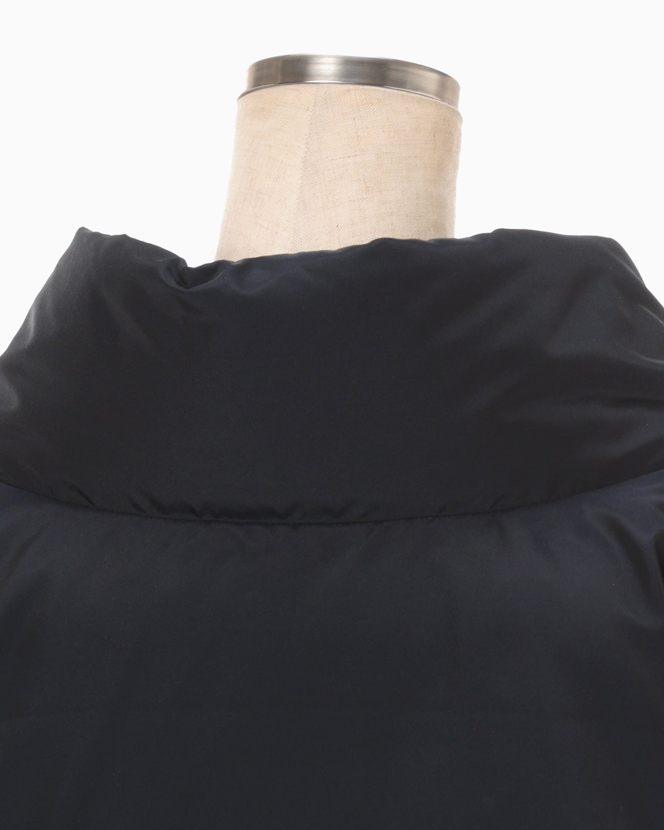 Silk Nylon Rounded Down Jacket - navy