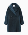 Gradient Dye Mohair Double-Breasted Coat - navy