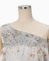 Silk Wool Satin Hand Painted One Shoulder Dress - blue