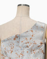 Silk Wool Satin Hand Painted One Shoulder Dress - blue