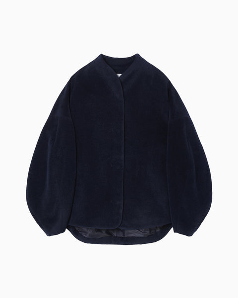 Beaver Finished Alpaca Wool Blouson - navy