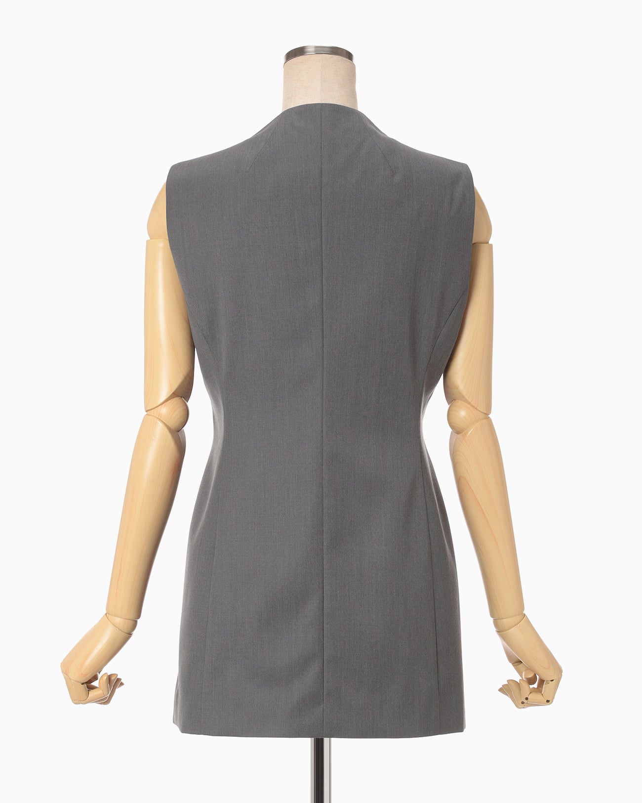 Light Wool Max Gabadine Mao Collar Vest - grey - Mame Kurogouchi
