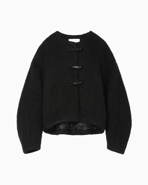 Gradient Dye Mohair Cropped Coat - black