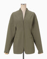 Double Jersey Dropped Shoulder Jacket - khaki
