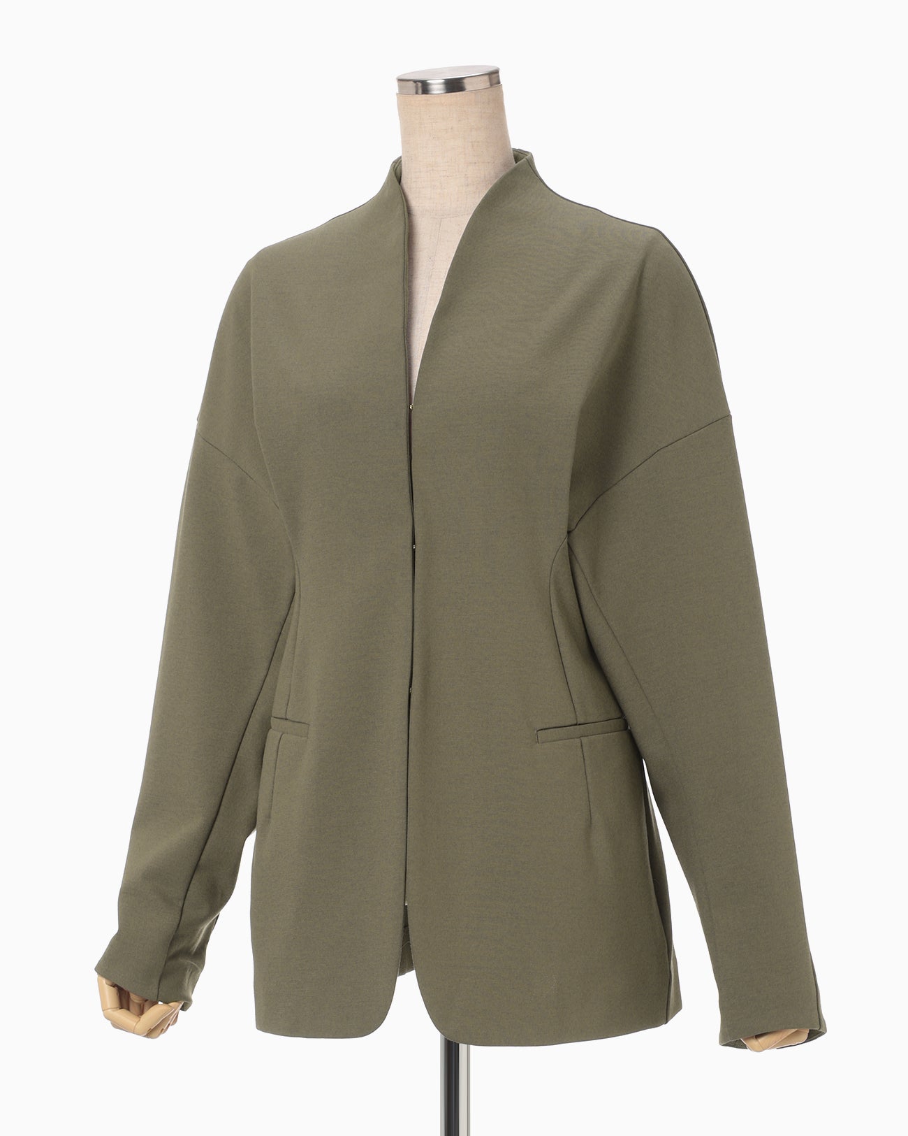 Double Jersey Dropped Shoulder Jacket - khaki