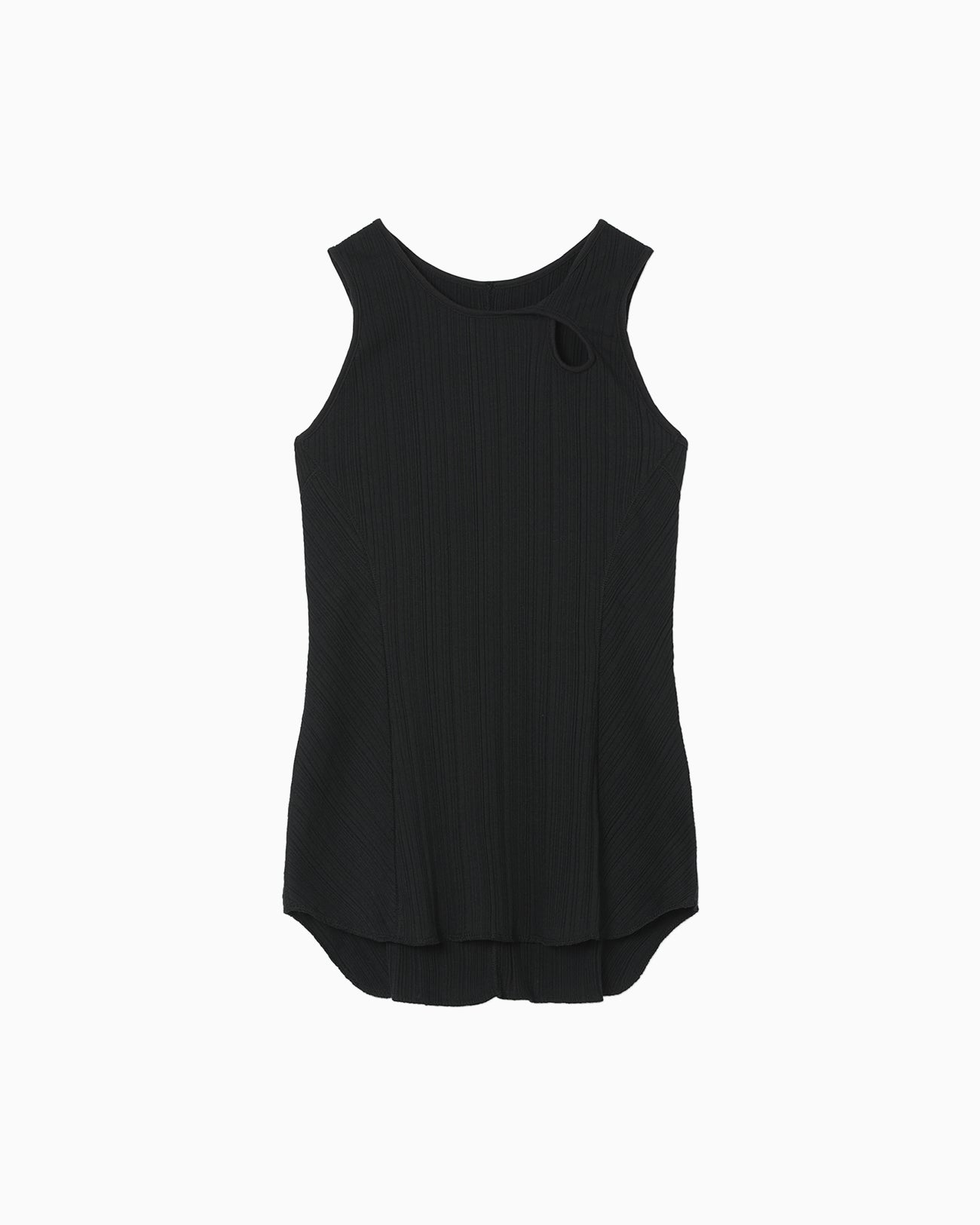 Random Ribbed Organic Cotton Sleeveless Top - black