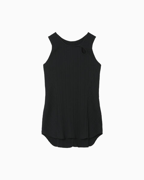 Random Ribbed Organic Cotton Sleeveless Top - black