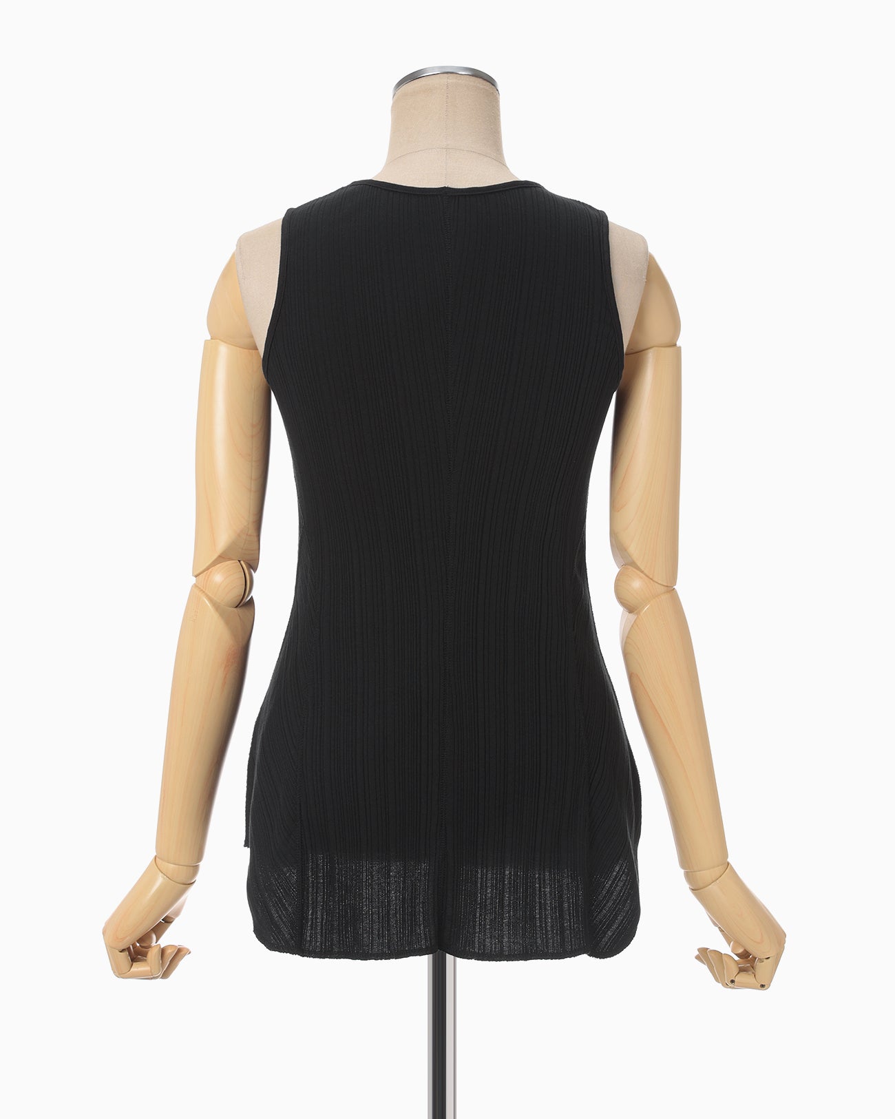 Random Ribbed Organic Cotton Sleeveless Top - black