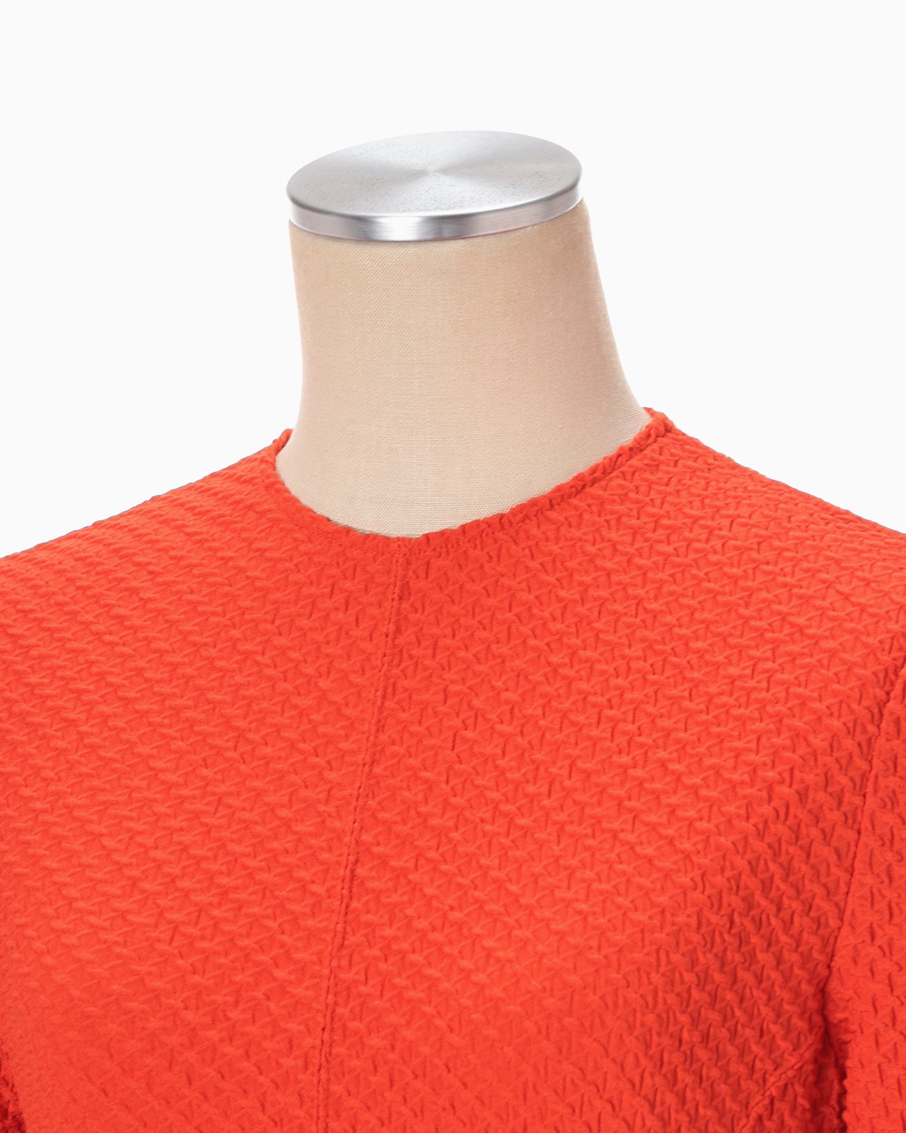 Shirring Jersey Jacquard Flared Dress - vermillion