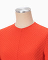 Shirring Jersey Jacquard Flared Dress - vermillion