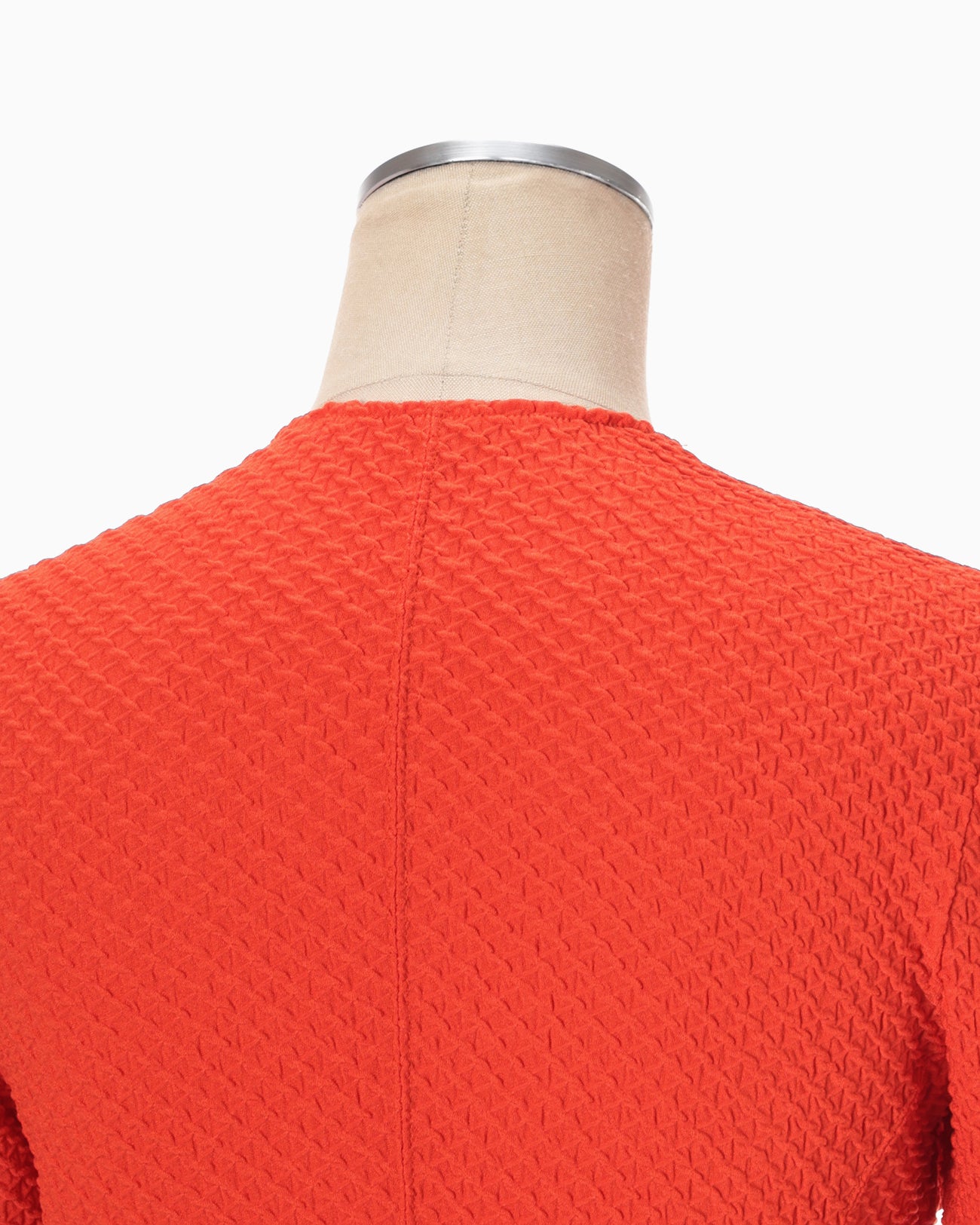 Shirring Jersey Jacquard Flared Dress - vermillion