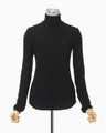 Shirring Jersey Jacquard High Neck Top - black