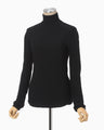 Shirring Jersey Jacquard High Neck Top - black
